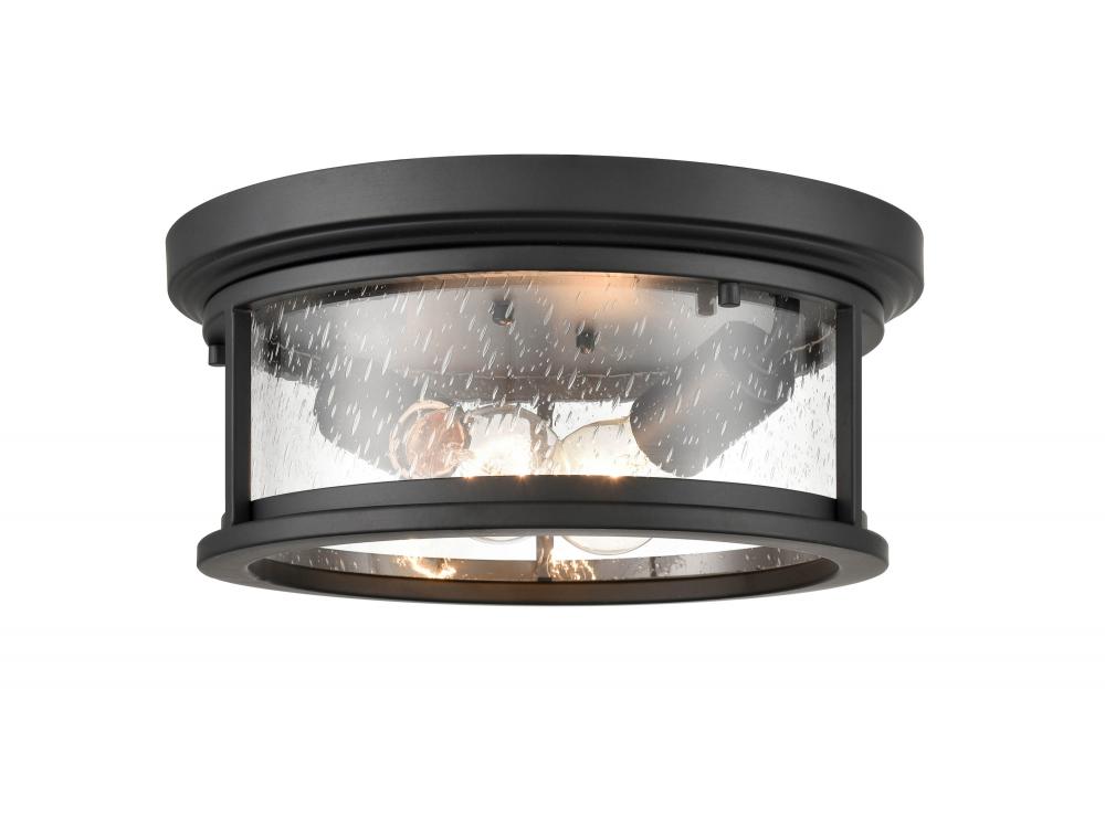 Bresley 2-Light Outdoor Flush Mount Powder Coated Black