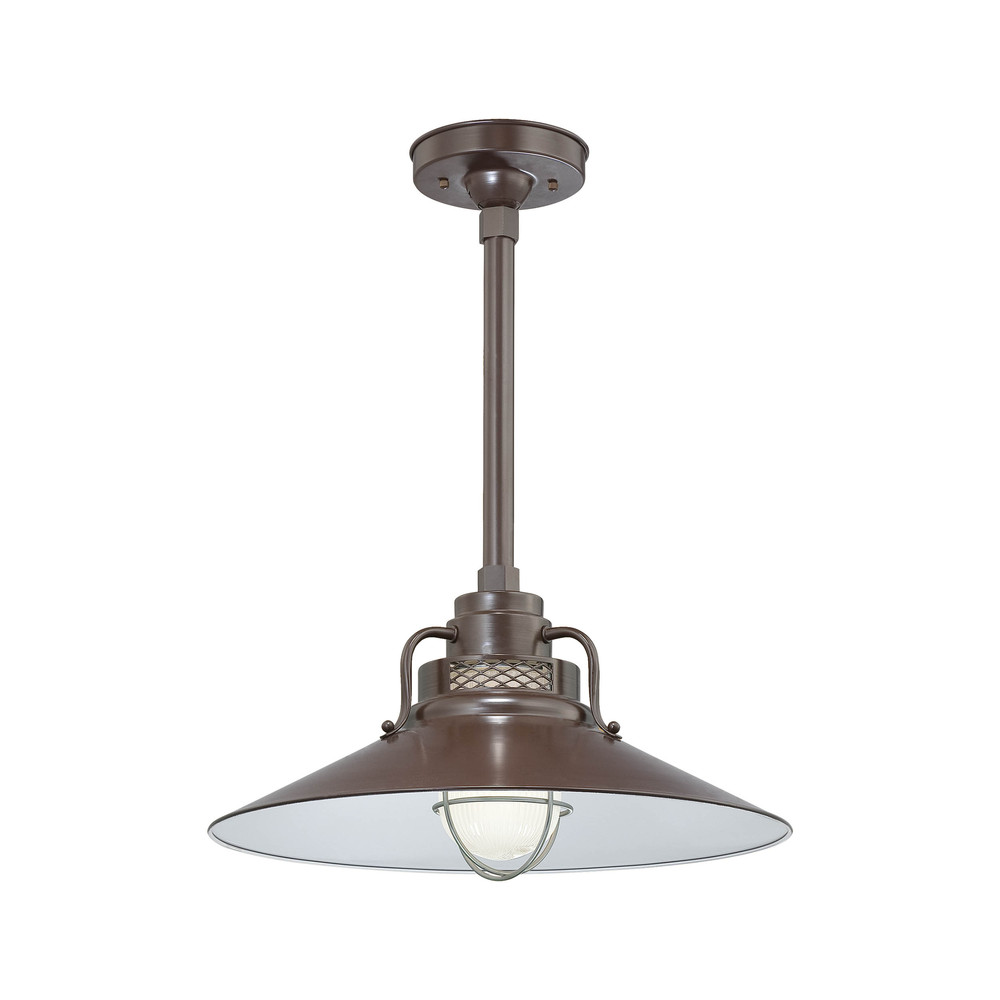 R Series 1-Light Stem Hung Railroad Shade Architectural Bronze