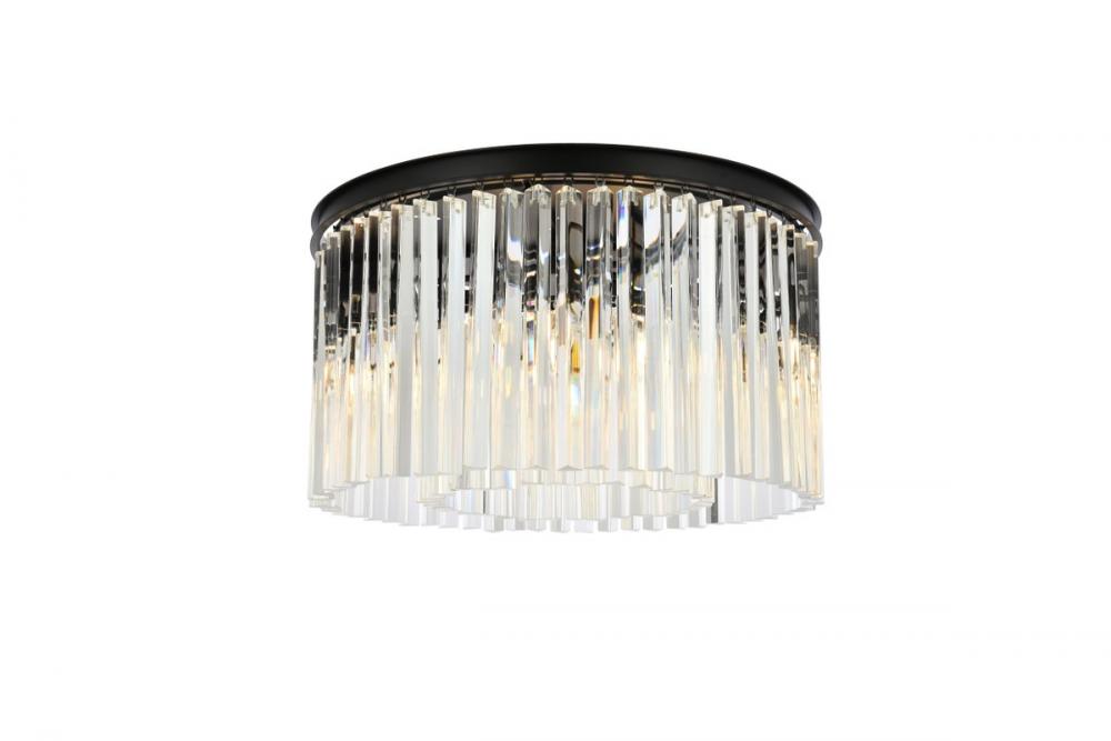 Sydney 8 light Matte Black Flush Mount Clear Royal Cut Crystal