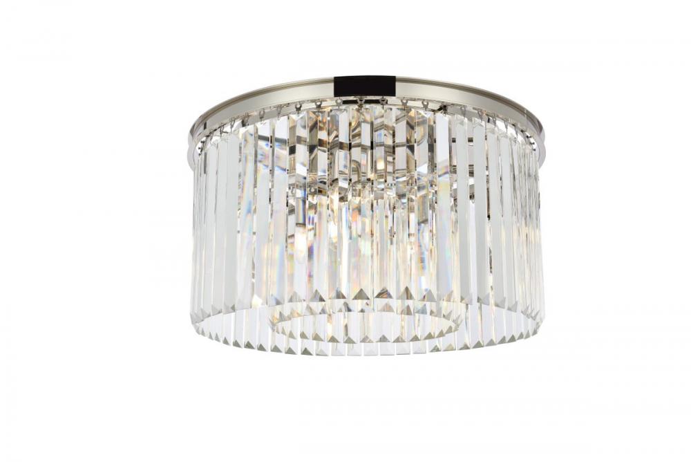 Sydney 8 Light Polished Nickel Flush Mount Clear Royal Cut Crystal