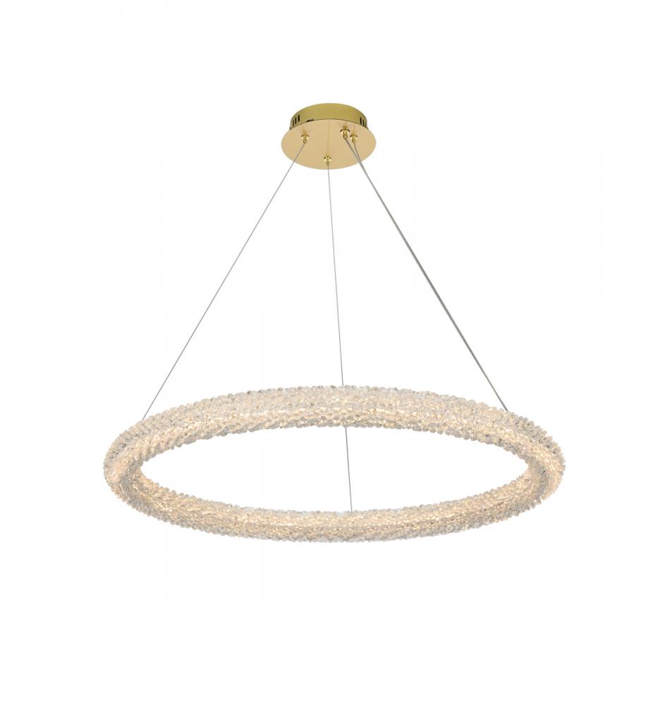 Bowen 32 Inch Adjustable LED Chandelier in Satin Gold