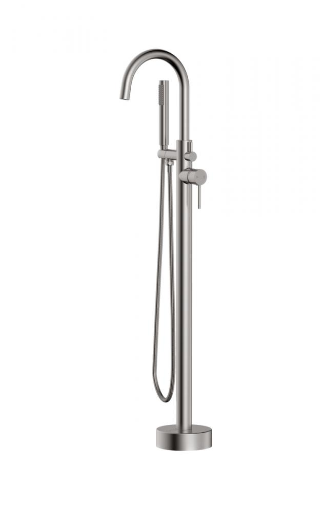 Steven Floor Mounted Roman Tub Faucet with Handshower in Brushed Nickel