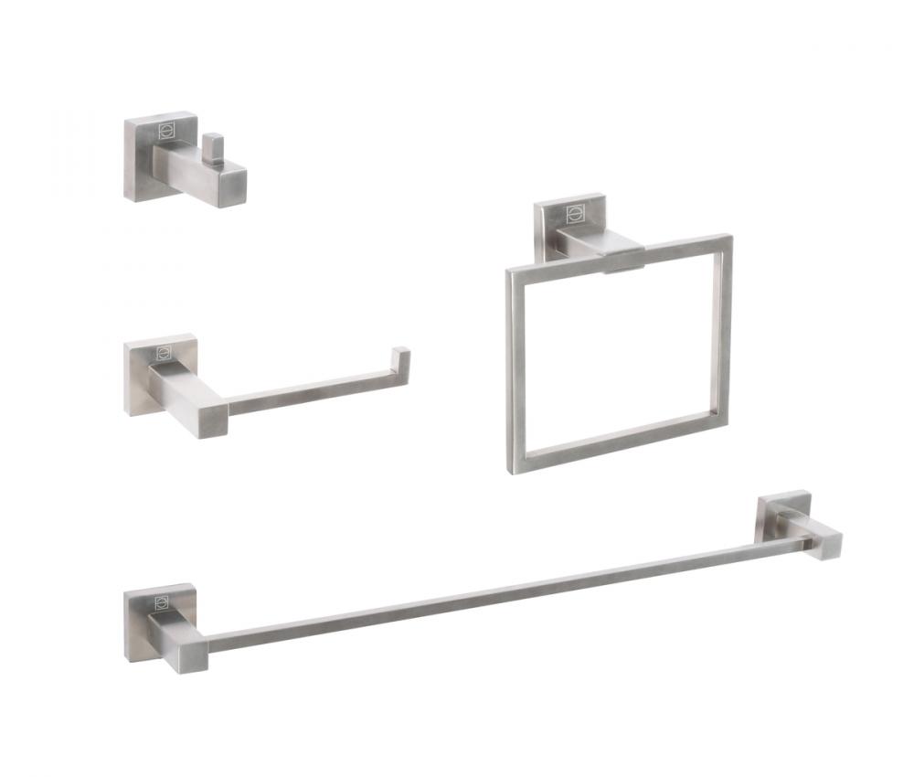 Isla 4-Piece Bathroom Hardware Set in Brushed Nickel