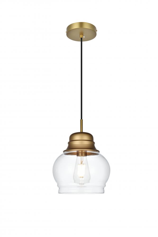 Kenna 8 inch Pendant Clear Shade in Satin Gold