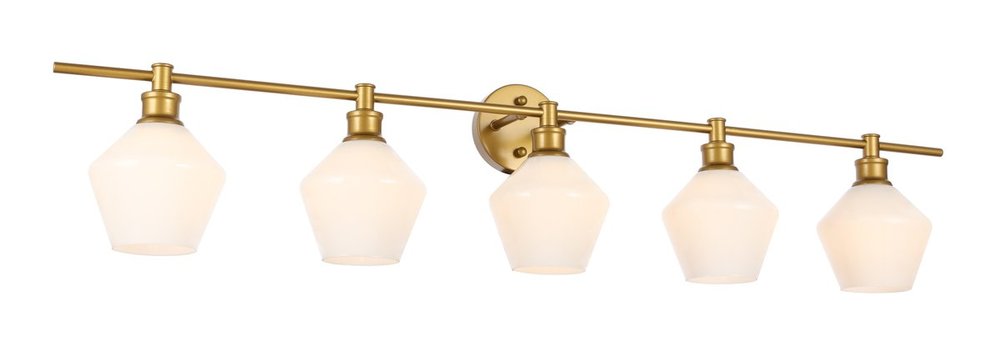 Gene 5 light Brass and Frosted white glass Wall sconce