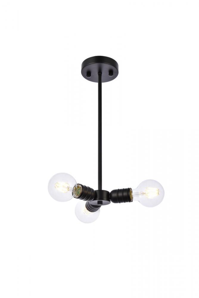 Reyes 3 Lights Black Pendant