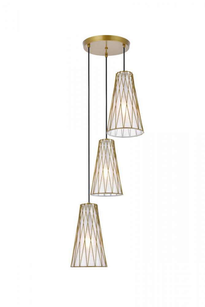 Modesta 3 Light Brass Pendant