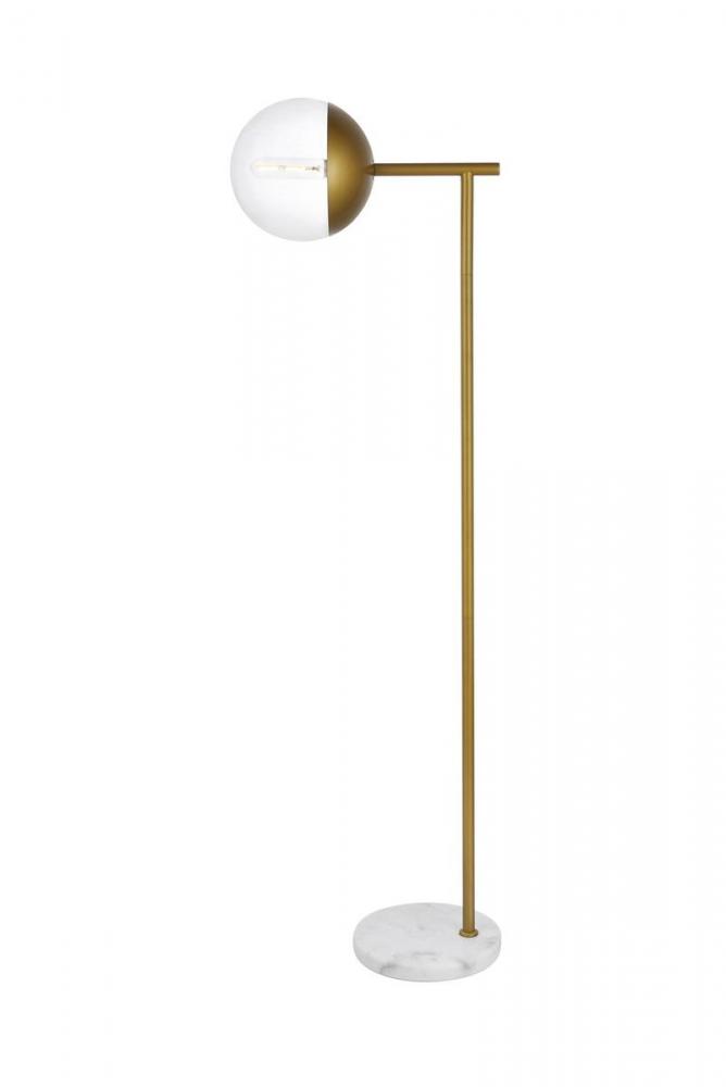 Eclipse 1 Light Brass Floor Lamp With Clear Glass