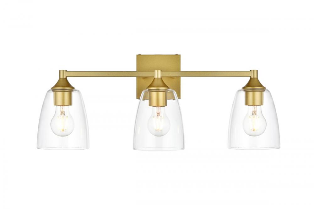 Gianni 3 light Brass and Clear Bath Sconce