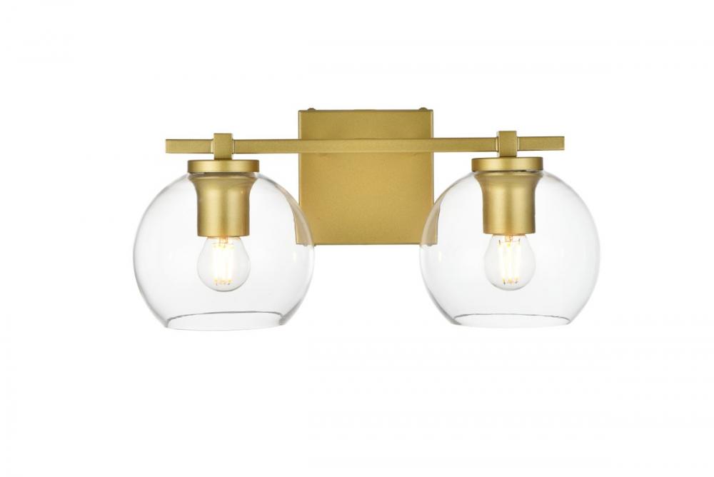 Juelz 2 light Brass and Clear Bath Sconce