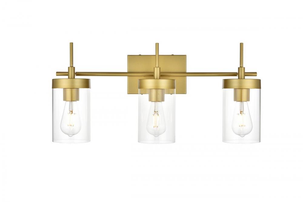 Benny 3 light Brass and Clear Bath Sconce