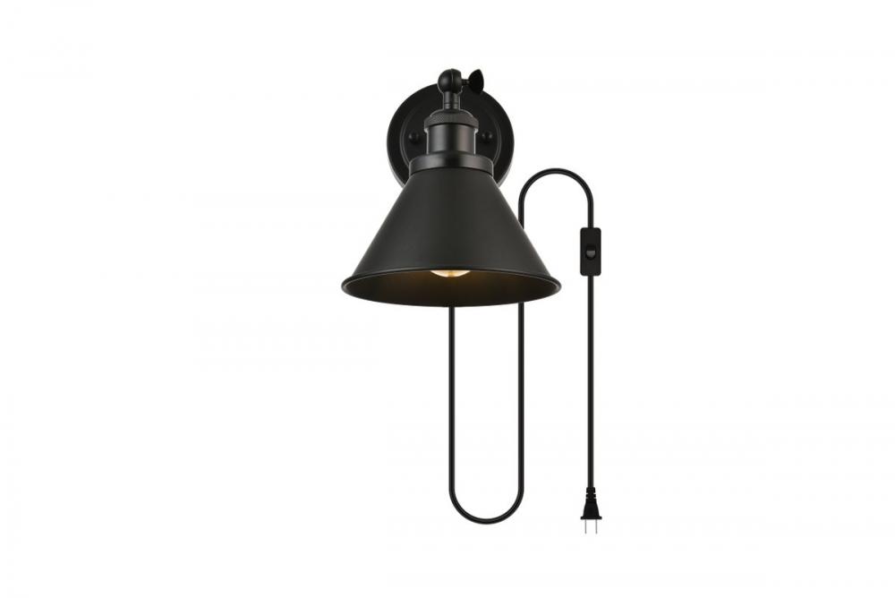 Blaise 1 light Black plug in wall sconce