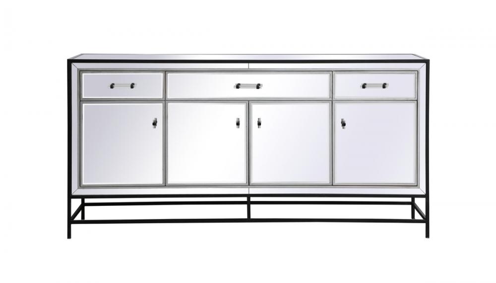 James 72 in. mirrored credenza in black