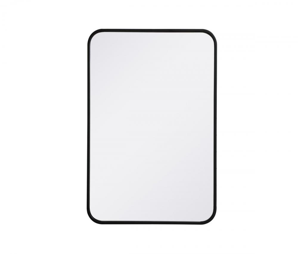 Soft Corner Metal Rectangular Mirror 20x30 Inch in Black