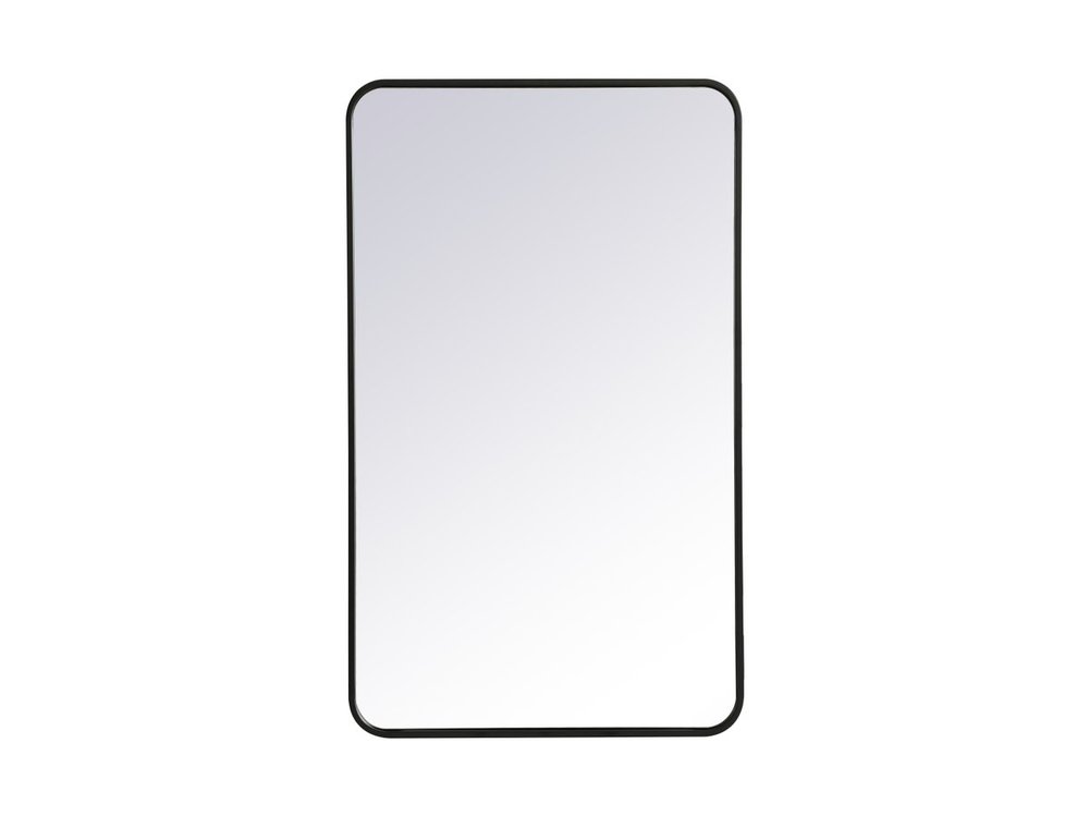 Soft Corner Metal Rectangular Mirror 24x40 Inch in Black