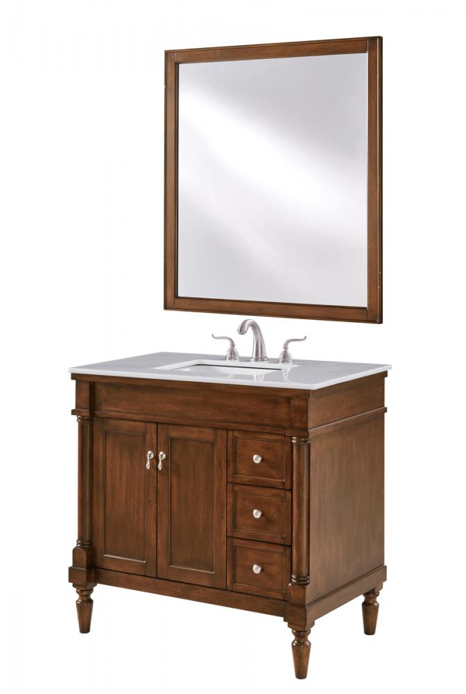 36 In. Single Bathroom Vanity Set In Walnut