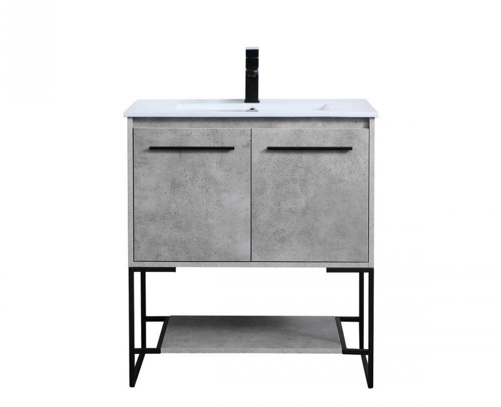 30 Inch Single Bathroom Vanity in Concrete Grey