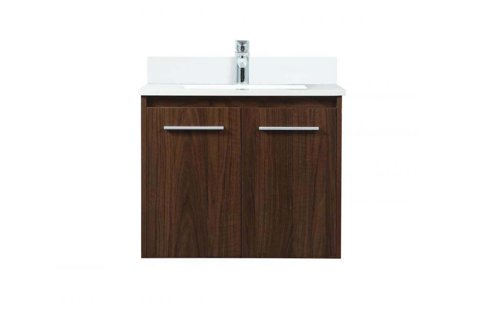 24 Inch Single Bathroom Vanity in Walnut with Backsplash