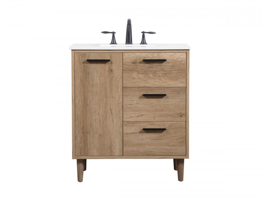 30 inch Single bathroom vanity in natural oak