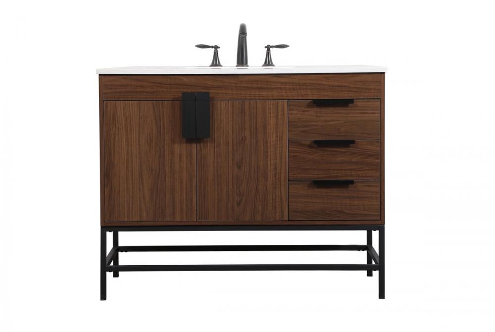 42 inch Single bathroom vanity in walnut