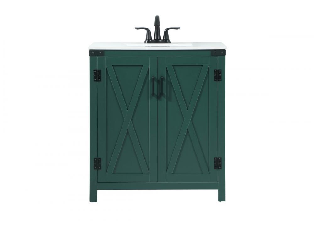 30 Inch Single Bathroom Vanity in Green