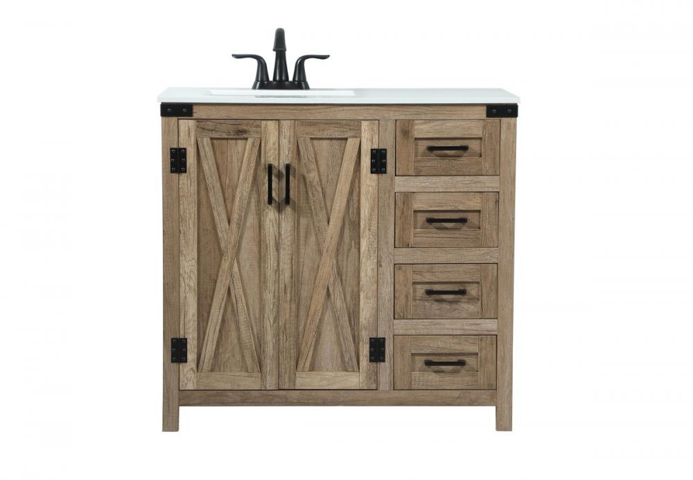 36 inch Single bathroom vanity in natural oak