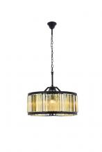 Elegant 1203D28MB-GT/RC - Chelsea 8 Light Matte Black Chandelier Golden Teak (Smoky) Royal Cut Crystal