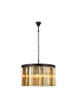 Elegant 1208D26MB-GT/RC - Sydney 8 Light Matte Black Chandelier Golden Teak (Smoky) Royal Cut Crystal