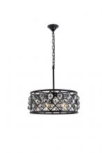 Elegant 1214D20MB-SS/RC - Madison 5 Light Matte Black Chandelier Silver Shade (Grey) Royal Cut Crystal