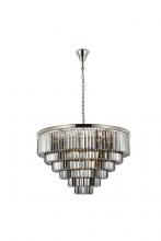 Elegant 1231D44PN-SS/RC - Sydney 33 light polished nickel Chandelier Silver Shade (Grey) Royal Cut Crystal