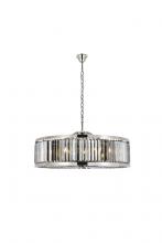 Elegant 1233G43PN-SS/RC - Chelsea 10 Light Polished Nickel Chandelier Silver Shade (Grey) Royal Cut Crystal