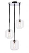 Elegant LD2274C - Collier 3 Light Chrome and Clear Glass Pendant