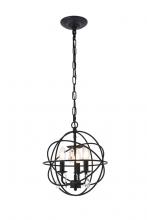 Elegant LD5055D12MB - Wallace 3 Light Matte Black Pendant