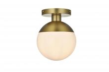 Elegant LD6050SG - Eclipse 8 inch Flush Mount Frosted White Shade in Satin Gold