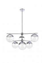 Elegant LD6143C - Eclipse 6 Lights Chrome Pendant With Clear Glass