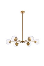 Elegant LD642D36BR - Briggs 36 inch pendant in brass with clear shade