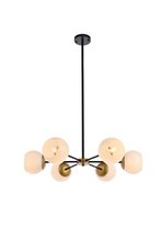 Elegant LD645D30BRK - Briggs 30 inch pendant in black and brass with white shade