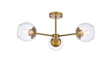 Elegant LD648F26BR - Briggs 26 inch flush mount in brass with clear shade