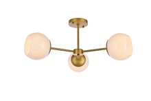 Elegant LD649F26BR - Briggs 26 inch flush mount in brass with white shade