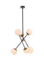 Elegant LD657D24BRK - Axl 24 inch pendant in black and brass with white shade