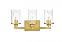 Elegant LD7316W18BRA - Saanvi 3 light Brass and Clear Bath Sconce