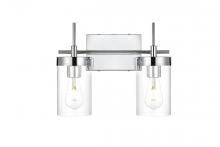 Elegant LD7319W14CH - Benny 2 light Chrome and Clear Bath Sconce