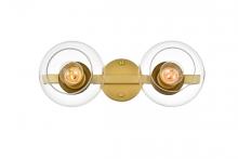 Elegant LD7320W17BRA - Rogelio 2 light Brass and Clear Bath Sconce