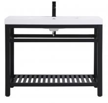 Elegant VF14042BK - 42 inch Single Bathroom Metal Vanity in Black