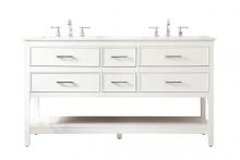 Elegant VF19060DWH - 60 Inch Double Bathroom Vanity in White