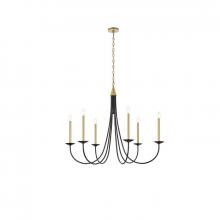 Elegant LD810D42BRK - Cohen 42 inch pendant in black and brass