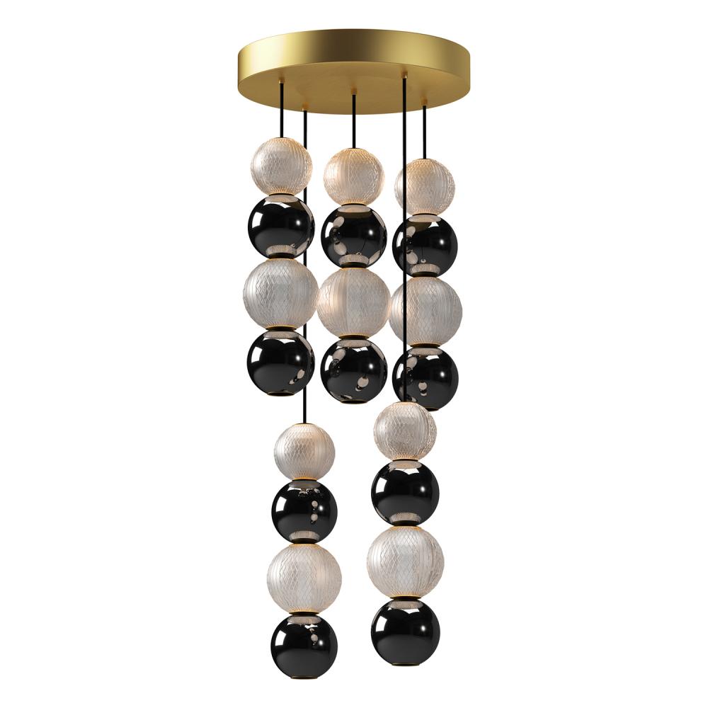 Onyx 5 Head Natural Brass LED Multi Pendant