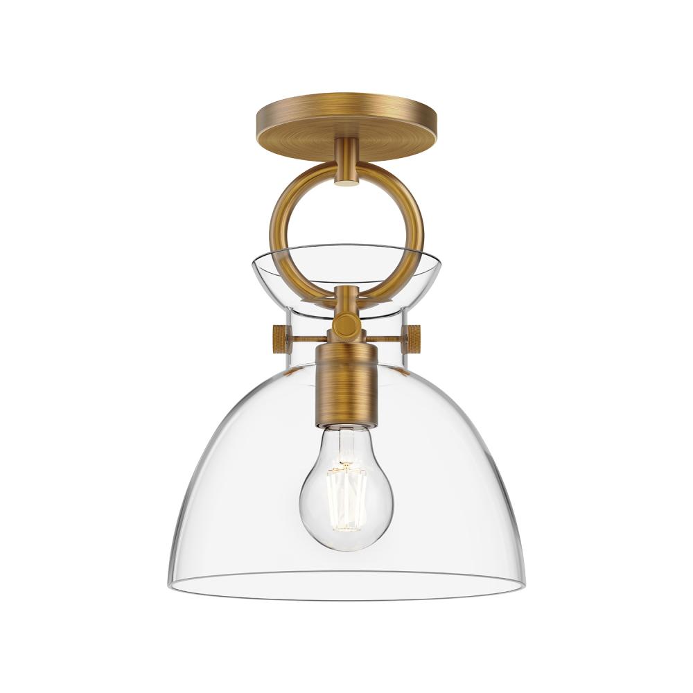 Waldo 9-in Aged Gold/Clear 1 Light Semi Flush Mount