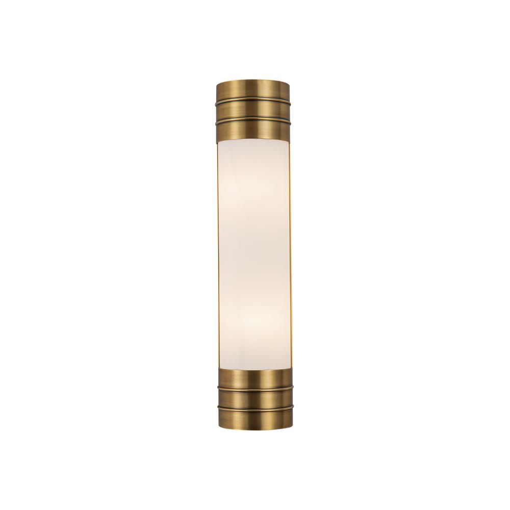 Willard 18-in Vintage Brass/Opal Matte Glass 2 Lights Wall/Vanity