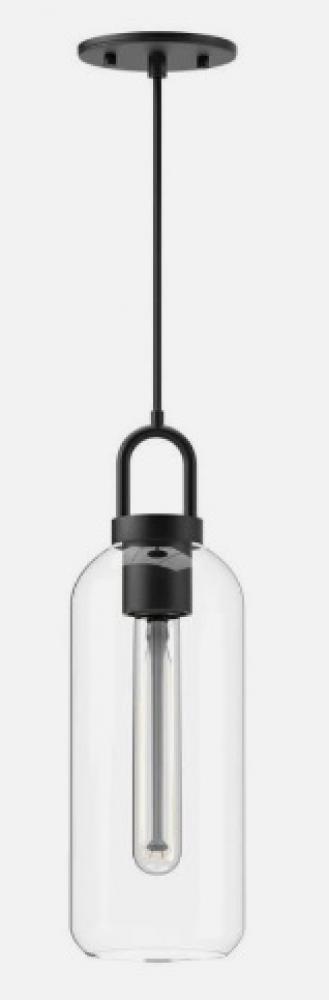 Soji 5-in Clear Glass/Matte Black 1 Light Pendant